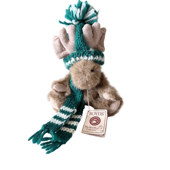 Boyds Collection Other - NWT vintage Boyd’s bears stuffed moose with sweater holiday handmade head bean